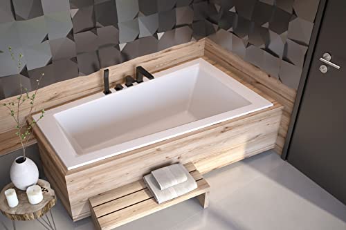 ECOLAM® Badewanne Eckbadewanne Eckwanne Trapezwanne Intima 160x90 RECHTS + Ab- und Überlauf Automatik Füße Silikon