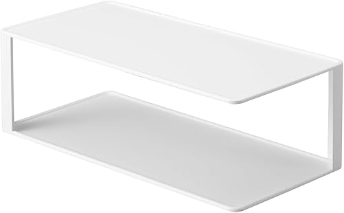 Yamazaki Home Dish Storage Rack with Two Tiers, for Kitchen Countertop Dinnerware Dinner Plate Cabinet Organizer, Long Metal Holder  Steel, One