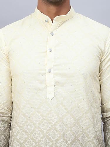 Image of Jompers Men Pure Cotton Straight Fit Ombre Kurta