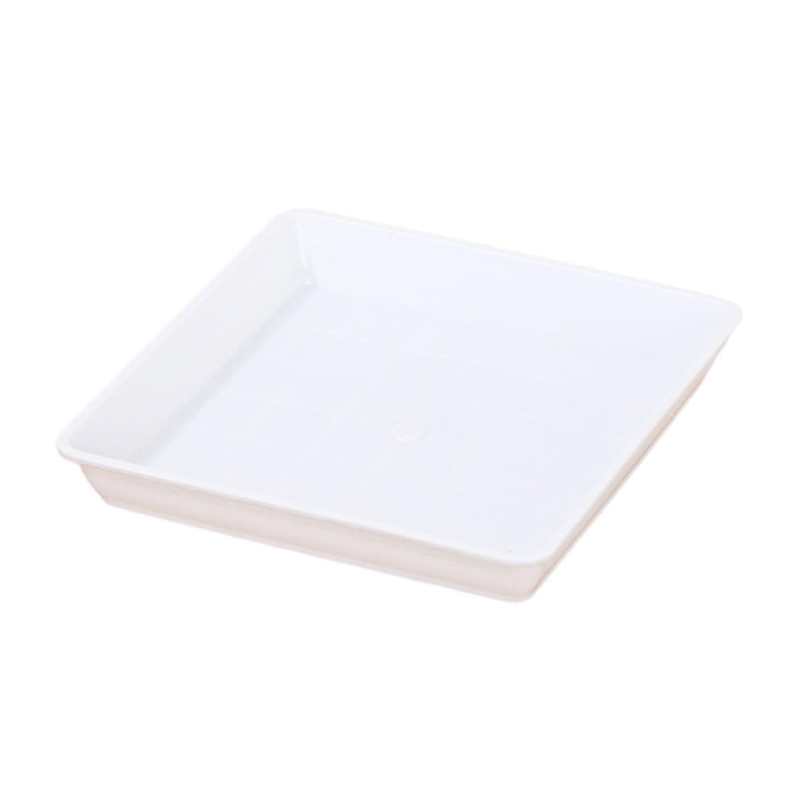 Square Drip Trays Plate Water Catcher Tray Outdoor Indoor Garden Cooking Deep (White, 35cm)