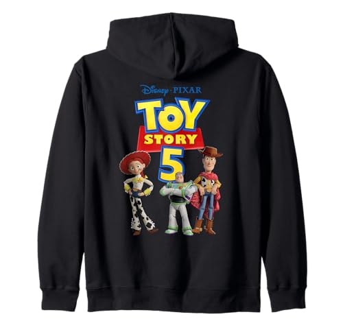 Image of Disney and Pixar's Toy Story 5 Logo & Our Hero Trio Zip Hoodie