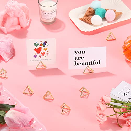 Image of Epakh 100 Pcs Place Card Holder for Table Card Holders for Wedding Triangle Shape Table Number Picture Clips Stand for Centerpiece Anniversary Party (Gold)