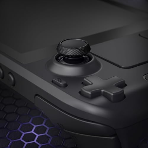 eXtremeRate Replacement Thumbsticks for Steam Deck LCD, Custom Analog Stick Joysticks Repair Kit for Steam Deck OLED Handheld Console with Original Touch Sensing, Anti-Slip Texture Grip - Black - 5