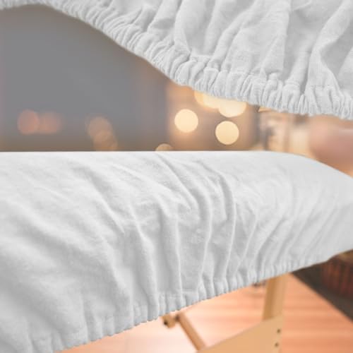 Body Linen MAS-ASB:FIT:CF10-W Comfort Deluxe Flannel Massage Table Fitted Sheet. Premium Quality 100% Cotton Therapy Table Sheets. Elastic All Around thumb #3