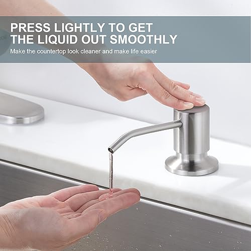 WOWOW Kitchen Faucet with Sprayer,Brushed Nickel Single Handle High Arc Stainless Steel Kitchen Faucet Tap with Pull Down Sprayer for 2 or 4 Hole,Pull Out Kitchen Faucet with Deck Plate & 3 Functions