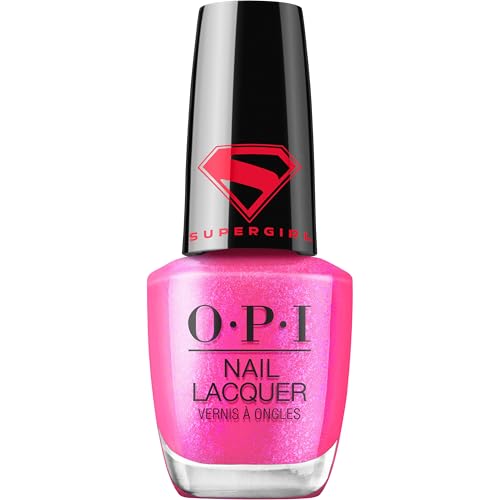 OPI Nail Lacquer Power up Pink | Opaque Bright Cool Pink Shimmer Chip Resistant Nail Polish x Supergirl Collection