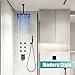 SKOWLL Matte Black Shower Faucet Set, High Pressure Ceiling 12 Inch LED Shower Head with Handheld Bathroom Full Body Shower System Include 6 Body Spray Jet