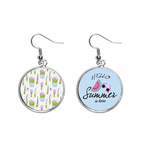 Pendientes de lavanda joyas de sandía verano bisutería pintada para lóbulo de mujer