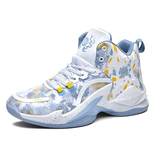 Men's Basketball Shoes Anti-Slip and Wear-Resistant Soles Running Shoes Graffiti Design Fashionable Sports Shoes