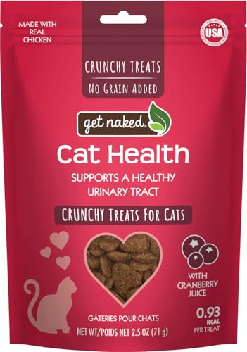 Get Naked Urinary Cat Health Treats with Cranberry & Real Chicken 6oz | Crunchy Grain-Free Natural Urinary Tract & Dental Care | Supports UT Support & Fresh Breath | Made in The USA