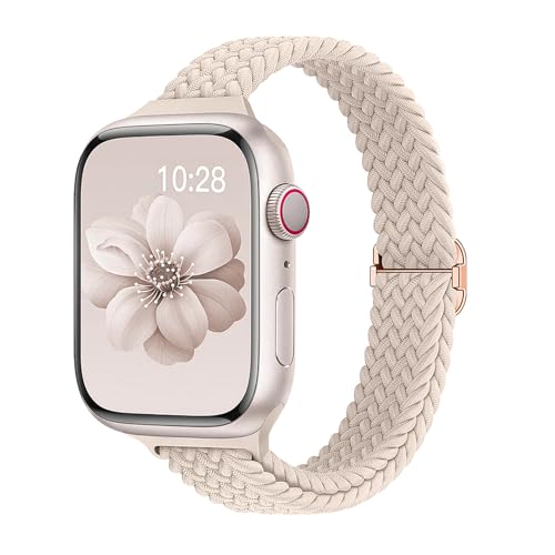 Image of Slim Braided Bands for Apple Watch Band 40mm 41mm 42mm 38mm 46mm 44mm 45mm 49mm Women,Stretchy Solo Loop Nylon Elastic Thin Narrow Skinny Strap for iWatch Ultra 3 SE 3 Series 11 10 9 8 7 6 5 4 3 2 1