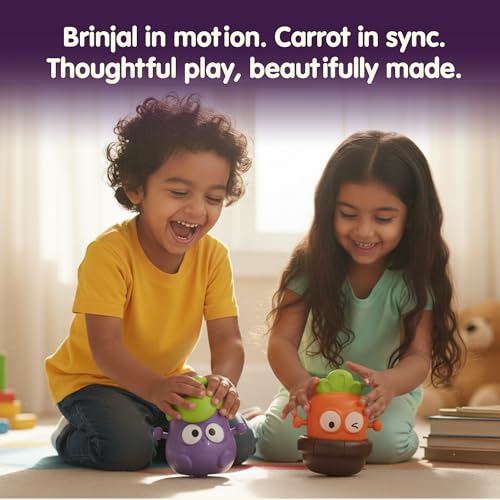 Image of Press & Go Veggie Runner Toy Pack of 2 for Kids with Bright Brinjal & Carrot Designs, Push and Go Action Toy Cars, Best Gift for Kids, 3+ Years