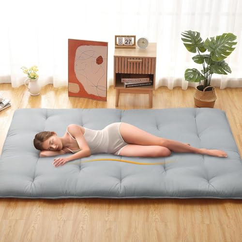 Image of Deevine Craft Quilt Cotton Floor Bed Mattress, Foldable,Rollable Movable Single Bed Comfort Gadda 1 Sleeping Capacity, S Quilted Design (Light Grey, Single Bed 72X36X5 Inches)