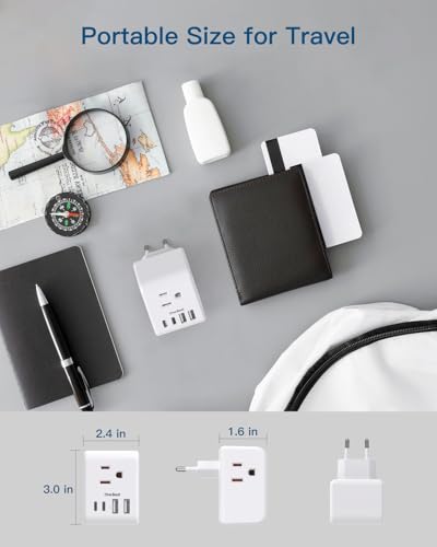 Image of 2 Pack Israel Power Adapter, One Beat Israel Travel Plug Adapter with 3 American Outlets 4 USB Ports(2 USB C), 7 in 1 Type H Travel Adapter Plug Converter for US to Israel, Jerusalem, Palestine