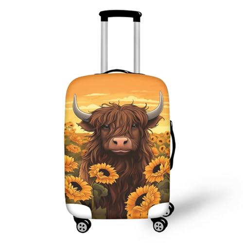 Upetstory Highland Cow Luggage Covers for Suitcase Washable Travel Luggage Cover Fits 29-32 Inch Trolley for Adults Unisex Hiking Camping Holiday Trip Baggage Bag