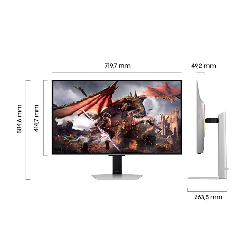 Samsung Odyssey G80SD OLED Gaming Monitor, 32 Inches, 4K AI Upscaling, UHD Screen, 3840 x 2160, 240 Hz, 0.03 ms Response Time (G/G), Nvidia G-Sync and AMD FreeSync Premium Pro, LS32DG800SUXEN