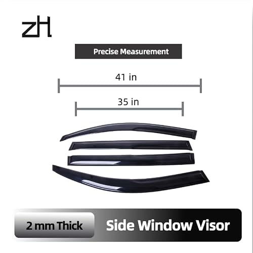 Fits for Toyota Highlander 2008 2009 2010 2011 2012 2013, Toyota Highlander Hybrid 2008-2013 Acrylic Safe Smoke Window Visor Set - Sun, Rain, and Vent Protection, 4-Pieces Window Deflector Guard Kit - Thumbnail 4