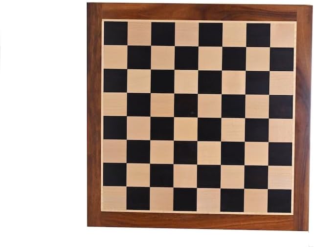 19" Ebony Wood Chess Set Board | Solid Ebony Wood Squares with Golden Rosewood Border Flat Chess Board | Tournament Luxury Chess Board |Taj Chess Store