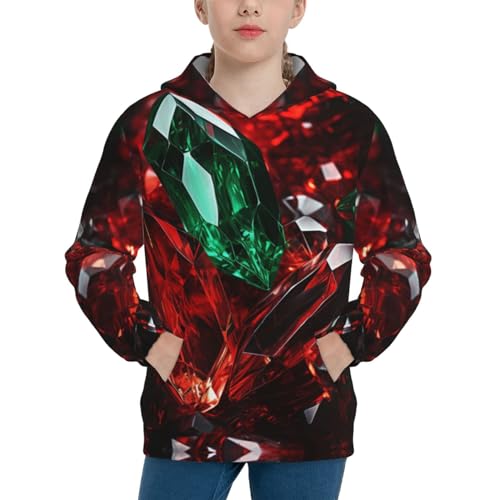 Red Green Youth Long Sleeve Pocket Hoodie Sweatshirt Kids Pullover Hooded Tops3