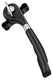 Safe Cut Can Opener/Manual Side Cut Can Opener/Ergonomic Smooth Edge/Anti-slip Grips Handle Design/Food Grade Stainless Steel for Kitchen and Restaurant (Easy to open) (Black)