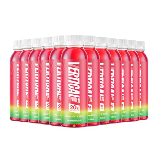 Vertical Protein Cherry Lime Chill Ready to Drink Pack of 12, Protein Water Drinks w/ 20g of Whey