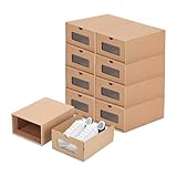 Qriocioa 8 Pcs Shoe Box Cardboard Shoe Boxes with Transparent Window Waterproof Stackable Storage Boxes with Lids Cardboard Shoe Organizer for Shoes, Socks, Stationery, Toys, Underwear