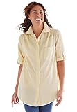 Woman Within Plus Size Short-Sleeve Button Down Seersucker Shirt - 2X, Primrose Yellow Pop Stripe