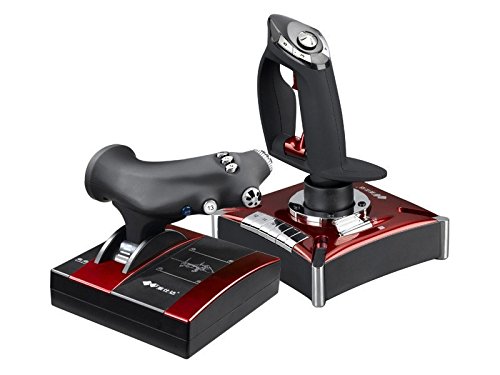 SATKIT Sistema de Control de Vuelo Doble Joystick con Doble Acelerador USB para PC | 16 Botones Programables & 2 POV HAT | Motores de Vibración | Compatible con Windows 7/8/10/11