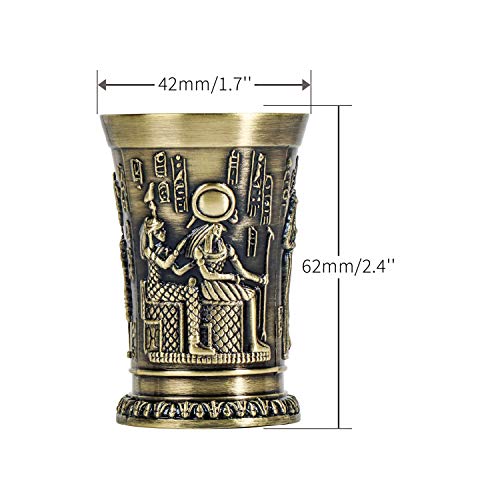 Shot Glass,1.1 Oz Metal Vintage Egyptian Shot Glass,Sun God Pattern Creative Wine Glass，Used For Tequila-Vodka-Brandy-Whisky-Rum-Vodka-Sake #TOP4