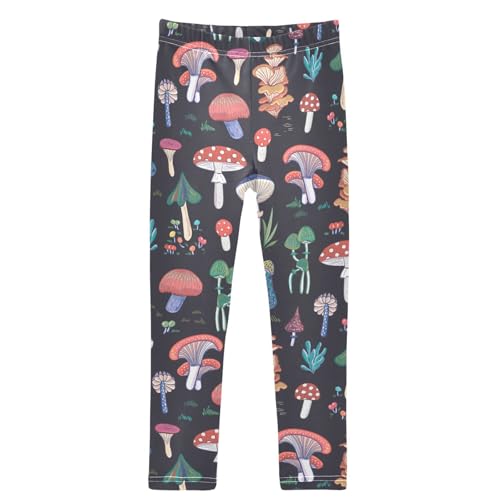 Girls' Leggings Nature Forest Mushroom Ankle Length Printed Leggings Comfort Pants for Kids 7-8 Years
