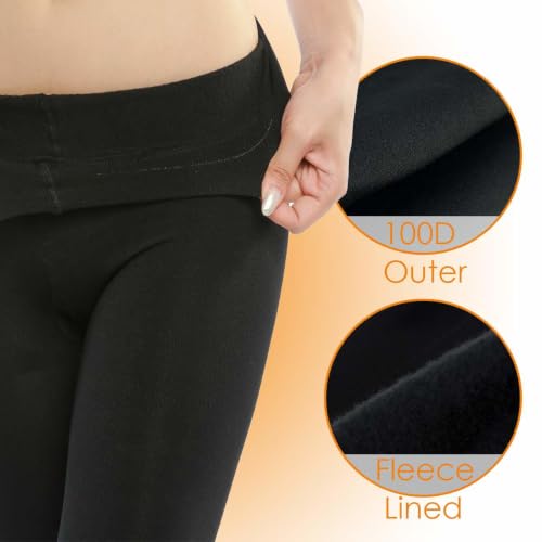 Image of G&Y 2 Pairs Fleece Lined Tights for Women - 100D Opaque Warm Winter Pantyhose