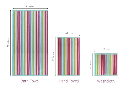 Image of ORIGINAL KIDS 6 Piece Towel Set - 2 Bath Towels, 2 Hand Towels, 2 Washcloths - 100% Cotton - Soft Absorbent Quick Dry - Durable Pool Shower Beach - Gift - Pink Multi