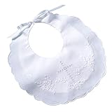 Lillian Rose Christening Baptism Keepsake Bib, White, 8.5 x 9'
