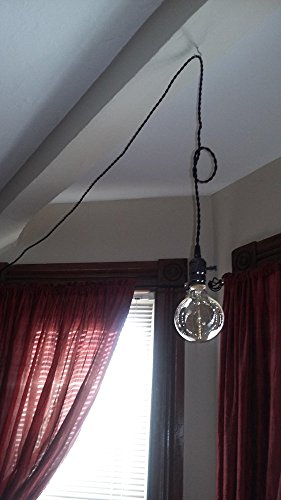 Efinehome 2 Pack Black Twisted Cloth Covered Wire Set With Toggle Switch 15 Feet Lamp Replacement Kit,18/2 Fabric Electrical Cord For Industrial Vintage Retro Diy Projects #TOP5