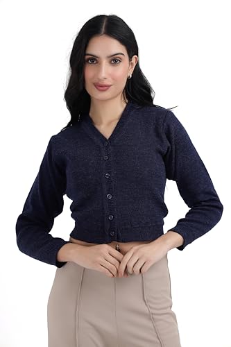 Image of Women Winter Wear V-Neck Full Sleeves Regular Fit Woollen Blouse