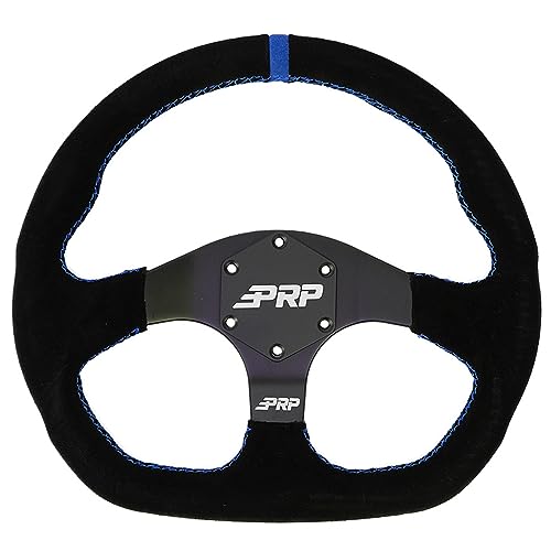 PRP Seats Off Road UTV Comp-R Flat Steering Wheel, High-Strength Aluminum with Suede Grip, 6 Point Bolt Pattern, 13