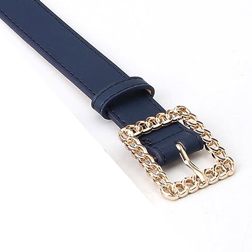 Women's Faux Leather Belt Gold Tone Casual Fashion Cutout Square Metal Bucklet Chunky Belts For Dress3