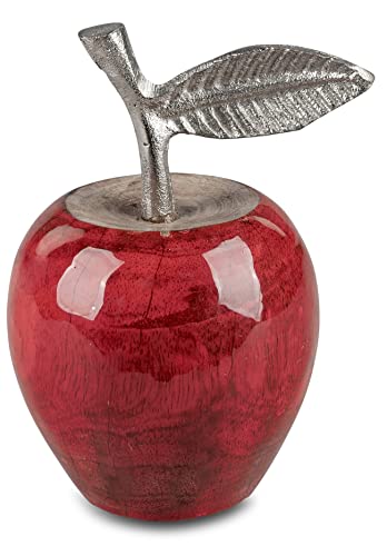 dekojohnson modernes Wohnaccessoires roter Apfel aus Mangoholz Deko-Apfel zum Stellen Deco-Obst Deko-Frucht Standdeko Dekorations-Apfel Kunstobst 12 cm Cover