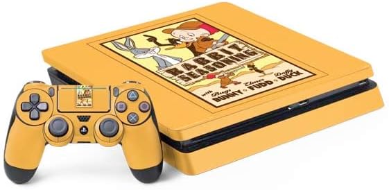 Skinit Decal Gaming Skin Compatible with PS4 Slim Bundle - Officially Licensed Looney Tunes Looney Squad Black and White Grid Design