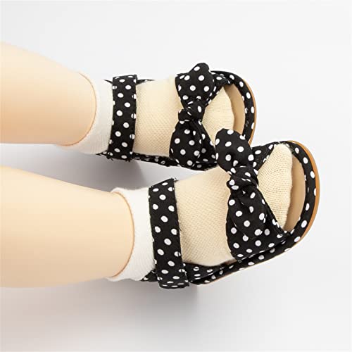 Infant Girls Open Toe Bowknot Dot Printed Shoes First Walkers Shoes Summer Toddler Flat Slides Shoes for Toddlers4