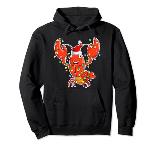 Lobster Lover Xmas - Lobster Wearing Santa Hat Christmas Sudadera con Capucha