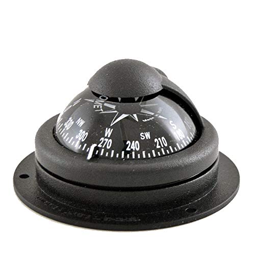 wellenshop Marine Kompass Bootskompass wasserdicht Schwarz Aufbau Boot Schiffskompass Kugelkompass Motorboot-Kompass Caravan