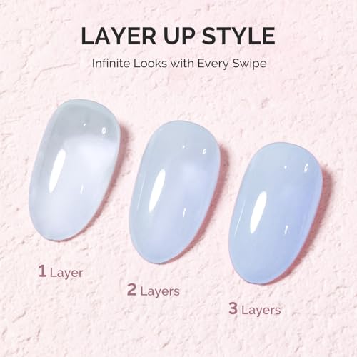 Image of MelodySusie Jeweliver Gel Nail Polish, 0.5Fl Oz Light Blue Jelly Gel Polish Sheer Translucent Nude Soak Off UV LED Light Cure Spring Summer Colors Manicure Nail Art DIY at Home JM01