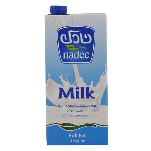 حليب كامل الدسم طويل الامد من ناديك، 12 × 1 لتر