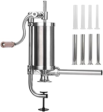 JIAN Stuffer, Stainless Steel 5 LBS Vertical Sausage Maker, Homemade Meat Filling Kitchen Machine with 8 Different Stuffing Nozzles, 1, White