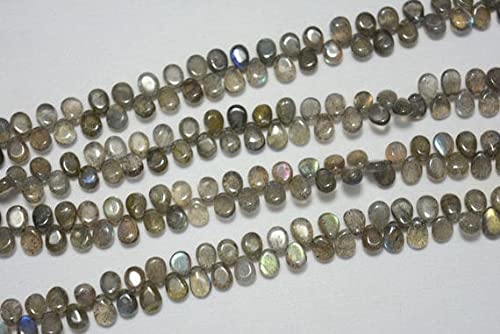 Briolettes en labradorite véritable forme poire lisse 5x7mm de qualité