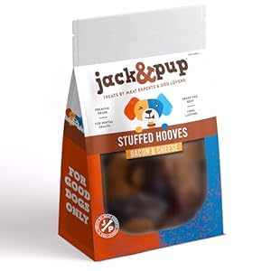 Jack&Pup Filled Cow Hooves for Dogs (5 Pack) Cow Hoofs for Dogs | Natural Dog Chews, Filled Dog Bones (Bacon and Cheese Flavor)