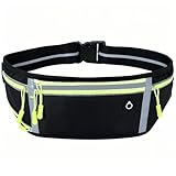 ランニングポーチ マラソン ポーチ 軽量 揺れない スマホ対応 防水 防汗 大容量 4ポケット 水筒ポーチ イヤホンホール 反射材付き おしゃれ ベルト無段階調整可能 ペットボトル収納可能 夜間活動 ジョギング ウォーキング 登山 釣り メンズ レディース (ブラック)