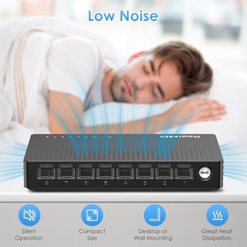Image of Real HD 2.5Gb Switch, Ethernet Switch 2.5Gb 8 Port Unmanaged, Network Switch for Game Console, NAS, PC, Wireless APs, Plug & Play Fanless, Desktop Wall Mount Network Hub