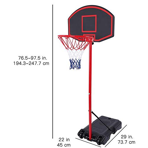 Best Gift Portable Removable Adjustable Teenager Basketball Rack Black & Red Height Adjustable Portable Basketball System, 1.6m~2.18m